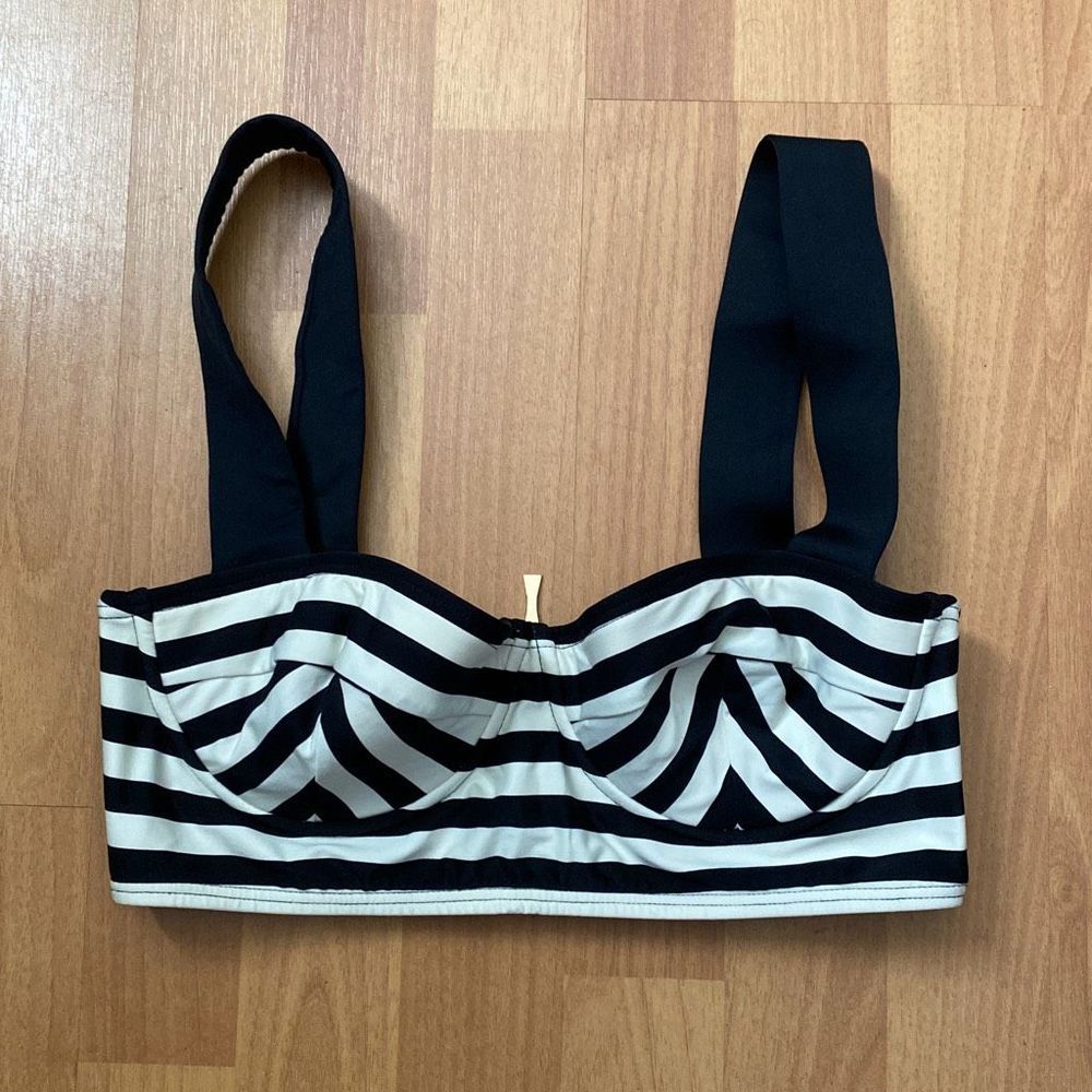 Kate Spade White & Black Underwire Bustier Bikini Top Women Medium